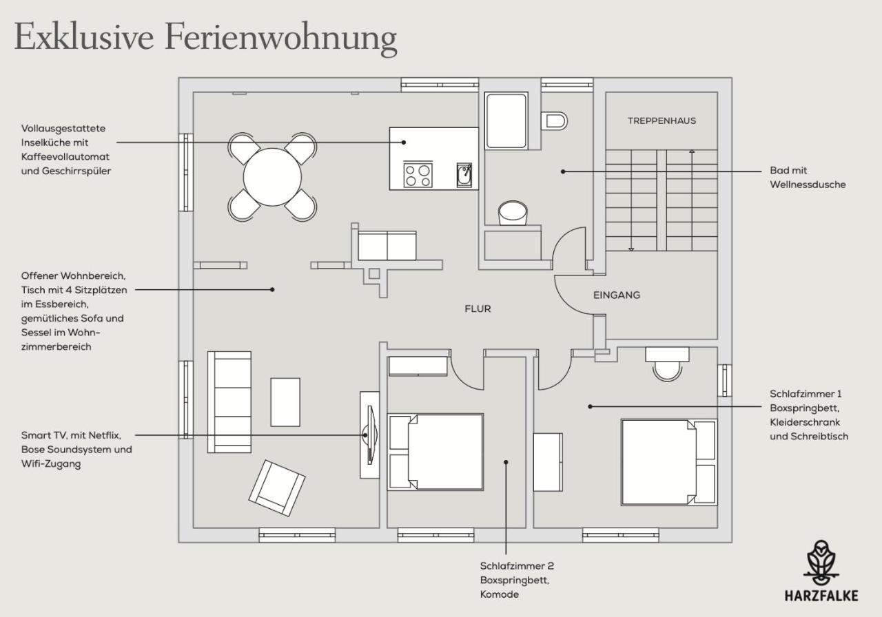 Harzfalke Apartment - Ankommen Und Wohlfuehlen. 비다 외부 사진